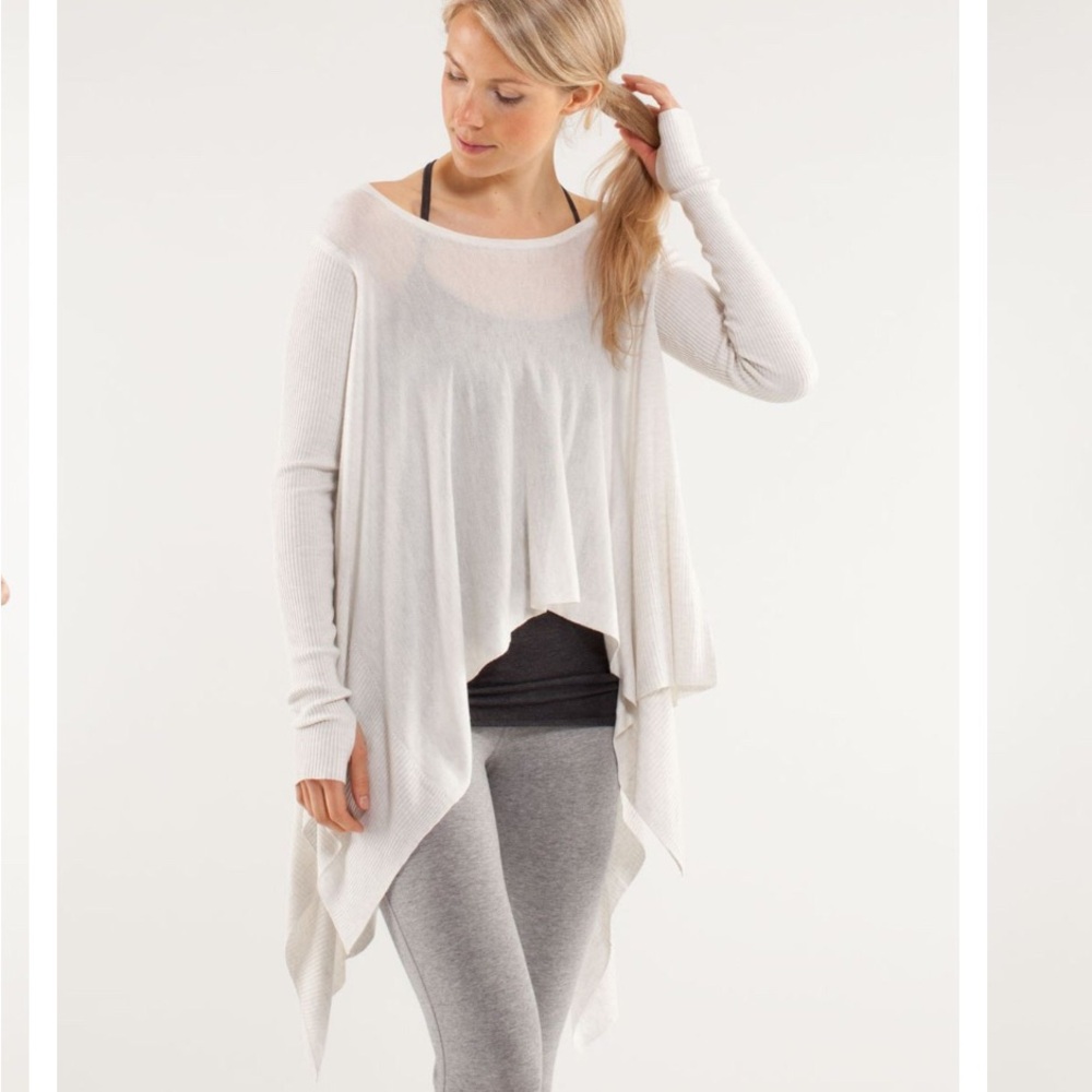 Lululemon Women's Heathered White Enlightened Pullover Size 8 Wear Multiple Ways